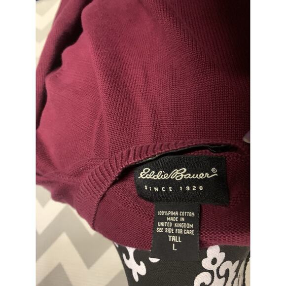 Eddie Bauer Vintage Red Men’s Sweater 100% Cotton Old Money Going Out Lg - Picture 3 of 4